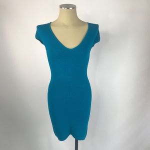 New FOREVER21 Teal Cap Sleeve Bodycon Mini Dress - Size Small